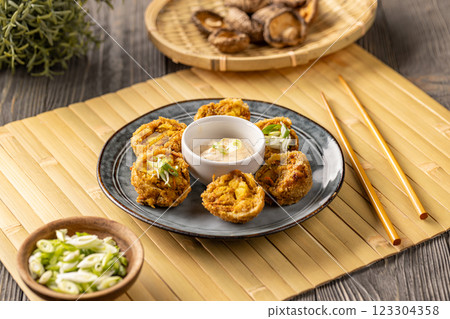 Breaded shiitake mushroom balls Breaded shiitake mushroom balls 123304358