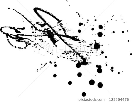 Grunge Hand Drawn Ink Blots and Drops Pattern 123304476