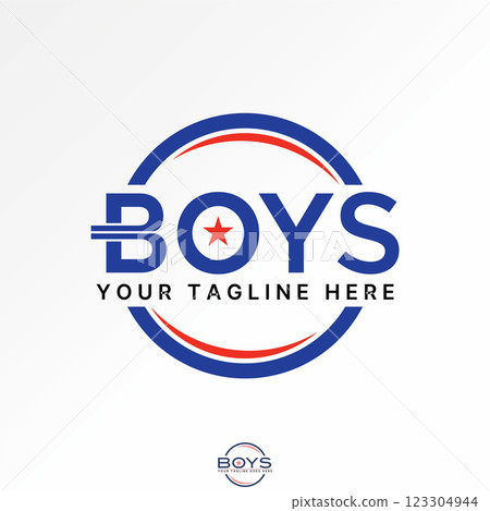 Logo design graphic concept creative premium vector stock image top sell text word Boys capten america marvel shield emblem young kid hero game movie 123304944