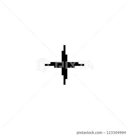 Abstract 8 bit star or snowflake shape in black. Retro Y2K style. Abstract 8 bit star or snowflake shape in black. Retro Y2K style. 123304994