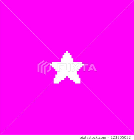 Vector illustration of pixel 8 bit five-pointed star in white color on vibrant pink background. Vector illustration of pixel 8 bit five-pointed star in white color on vibrant pink background. 123305032