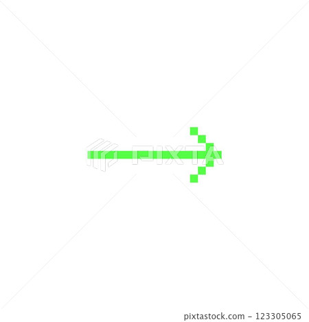 Vector illustration of pixel arrow, green, acid color. 90s and Y2K aesthetics. Vector illustration of pixel arrow, green, acid color. 90s and Y2K aesthetics. 123305065