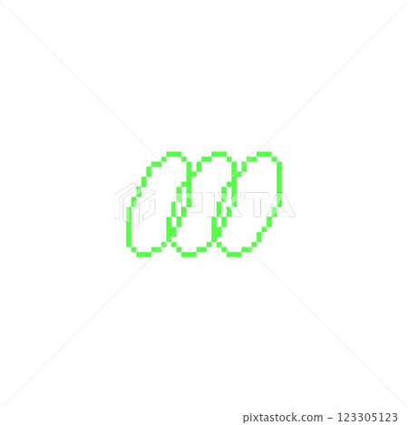 Row of green parallel rings pixel art vector icon, Y2K outline model squared contour, abstract linear circles wireframe Row of green parallel rings pixel art vector icon, Y2K outline model squared contour, abstract linear circles wireframe 123305123