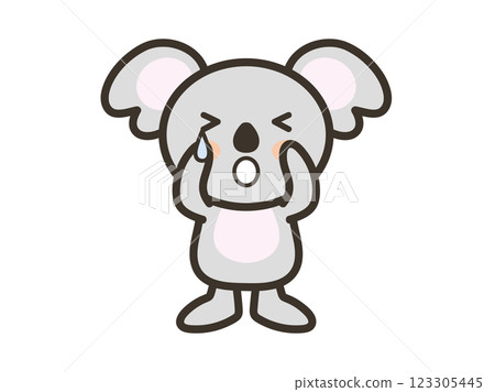 一隻可愛的無尾熊哭泣的插圖 123305445