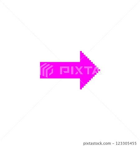 Pink arrow Y2K vector icon pixel art, game right side direction pointer, click button, next or play cursor 8 bit symbol Pink arrow Y2K vector icon pixel art, game right side direction pointer, click button, next or play cursor 8 bit symbol 123305455