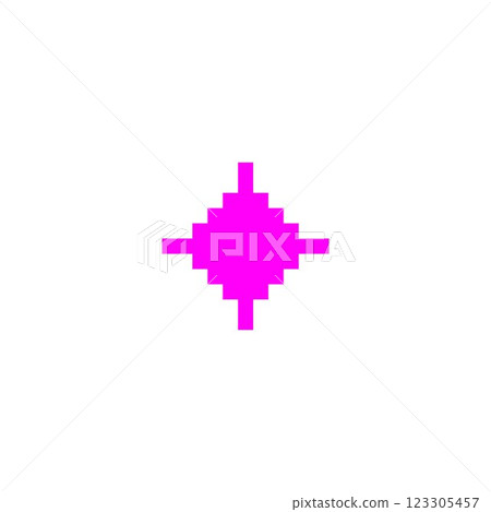 Pink shooting cross shape pixel art, Y2K target and aim vector icon, bullseye, mark cursor, crosshairs squared contour Pink shooting cross shape pixel art, Y2K target and aim vector icon, bullseye, mark cursor, crosshairs squared contour 123305457