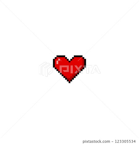 Red heart pixel art Y2K icon, vector heart black outline squared contour, emotion tile emoji, retro love symbol 8 bit Red heart pixel art Y2K icon, vector heart black outline squared contour, emotion tile emoji, retro love symbol 8 bit 123305534