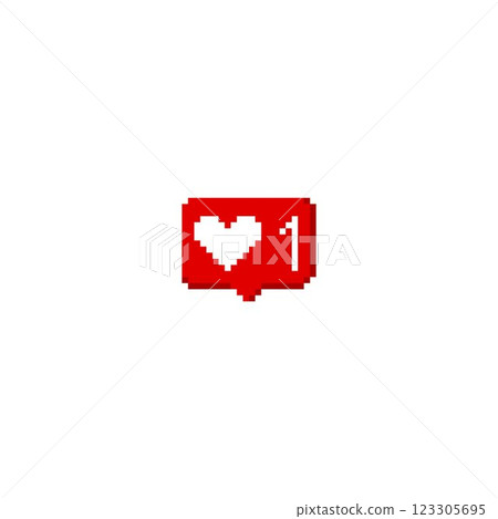 Heart and 1 symbols in speech bubble pixel art Y2K icon, vector social media notification love like symbol message frame Heart and 1 symbols in speech bubble pixel art Y2K icon, vector social media notification love like symbol message frame 123305695