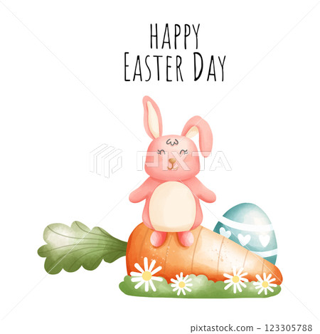 easter bunny and a bunny in a wreath 123305788