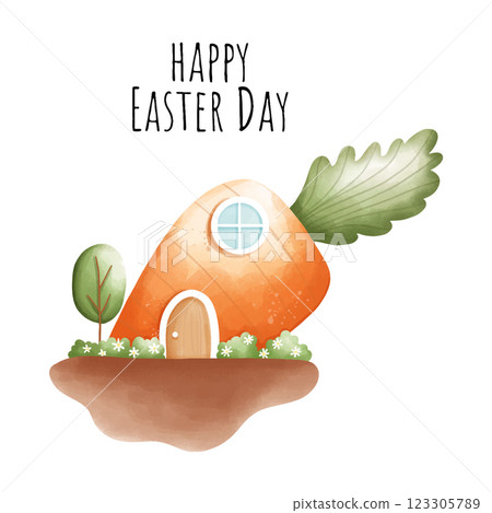 easter greeting card with hand and egg 123305789