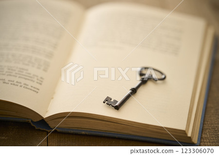 古董書籍和鑰匙的形象閱讀 123306070