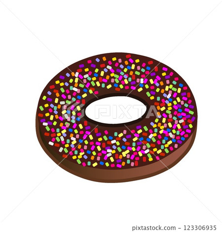Illustration of a chocolate donut with colorful spray paint 123306935