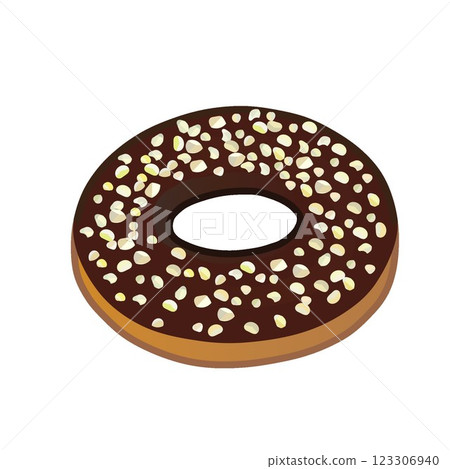 Chocolate nut donut illustration 123306940