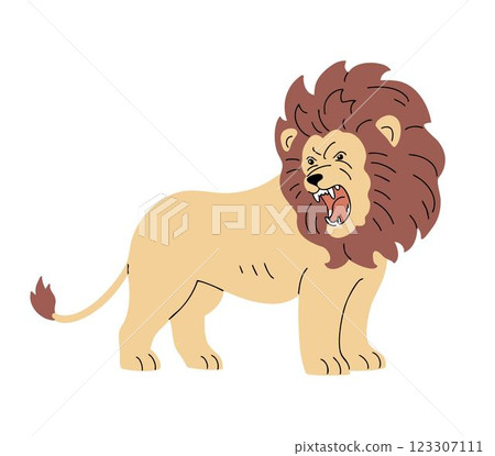 Angry lion with a mane Angry lion with a mane 123307111