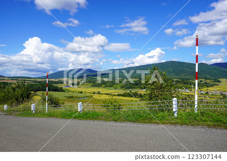 A bird's-eye view of the rice farming scene in Shinjo Town, Ashibetsu City (end of August 2024) 123307144