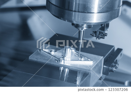 The CNC milling machine high precision cutting  mold part by solid ball end mill tool. 123307206