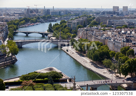 Aerial view of the Seine river in Paris Aerial view of the Seine river in Paris 123307538