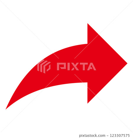Simple right-facing red arrow on white background Simple right-facing red arrow on white background 123307575