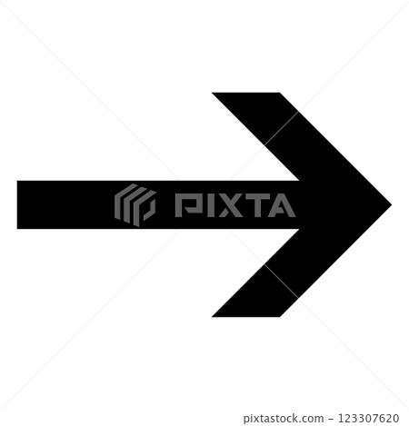 Simple right-facing black arrow on white background 123307620