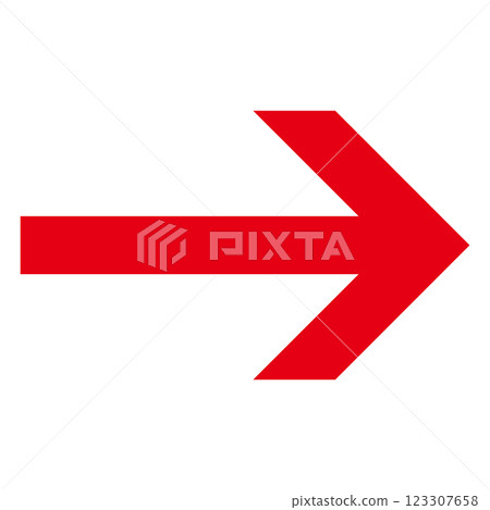 Simple right-facing red arrow on white background 123307658