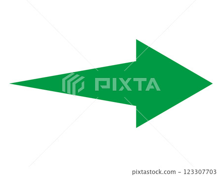Simple right-facing green arrow on white background Simple right-facing green arrow on white background 123307703