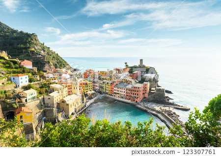 Multicolored houses at fishing village Vernazza Multicolored houses at fishing village Vernazza 123307761