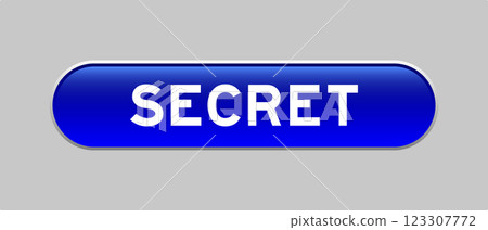 Blue color capsule shape button with word secret on gray background 123307772