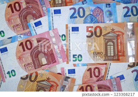 Stack of Euro banknotes 123308217