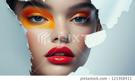 Bold makeup art with vibrant colors 123308411
