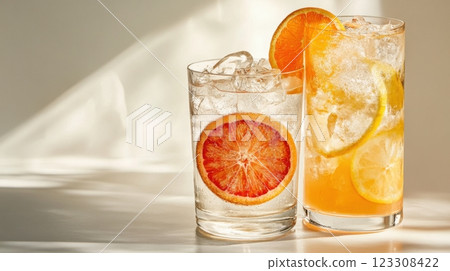 Refreshing citrus drinks with ice 123308422