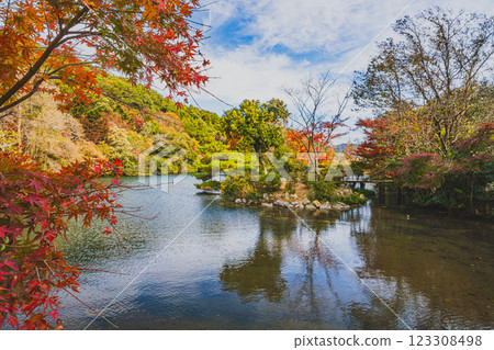 Autumn foliage of the mountains and pond at Takigashira Park in Tahara City (Aichi Prefecture) Autumn foliage of the mountains and pond at Takigashira Park in Tahara City (Aichi Prefecture) 123308498