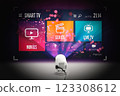 TV streaming app service on projection screen 123308612
