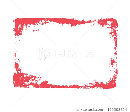 Grunge red vector frame, paintbrush strokes rectangle border with scratched rough edges, ink textured lines chalk design 123308834