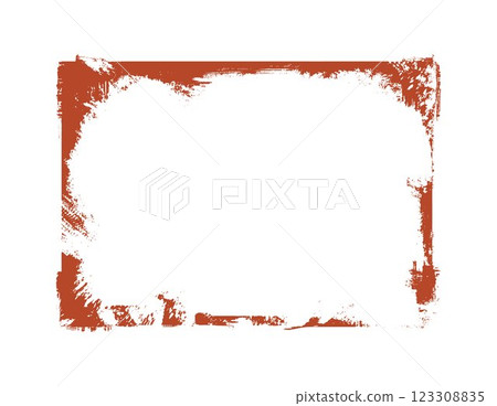 Grunge orange frame with scratched rough edges, vector paintbrush strokes rectangle border, ink or chalk textured design 123308835