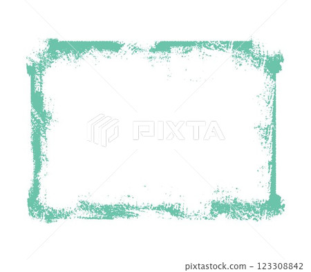 Grunge green paintbrush strokes frame with scratched edge, vector dirty rectangle border ink or chalk texture line stamp Grunge green paintbrush strokes frame with scratched edge, vector dirty rectangle border ink or chalk texture line stamp 123308842