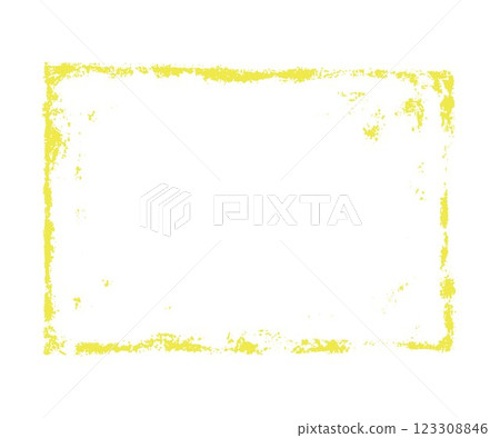 Grunge yellow paintbrush strokes frame with scratched edges, vector rectangle border ink or chalk texture lines stamp Grunge yellow paintbrush strokes frame with scratched edges, vector rectangle border ink or chalk texture lines stamp 123308846