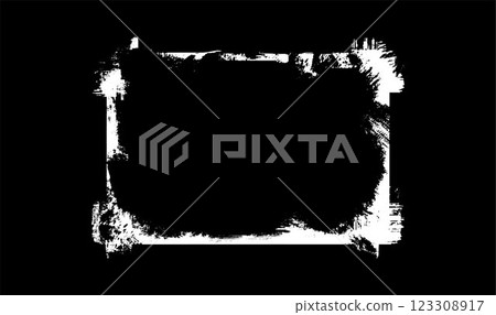 Grunge white frame black background, vector abstract overlay paintbrush strokes rectangle border scratch textured lines Grunge white frame black background, vector abstract overlay paintbrush strokes rectangle border scratch textured lines 123308917