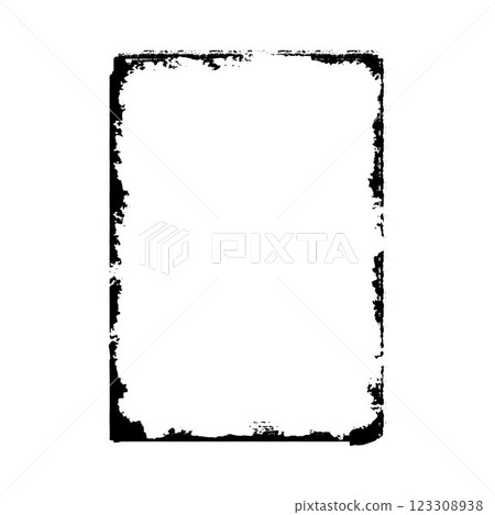 Illustration of grunge frame with black brush stroke outline. 123308938