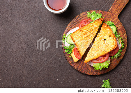 Club sandwich cut in half 123308993