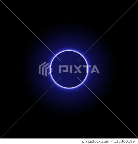 Total solar or lunar eclipse with aura of fantastic blue neon light. Total solar or lunar eclipse with aura of fantastic blue neon light. 123309199