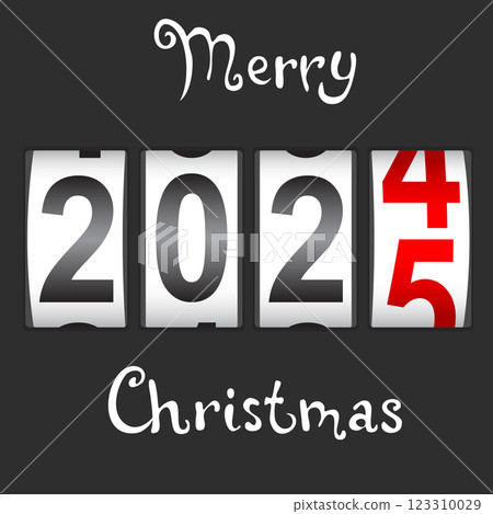 Modern digital counter with the number of the new year 2025 on a white background 123310029