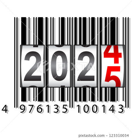 Modern digital counter with the number of the new year 2025 on a white background Modern digital counter with the number of the new year 2025 on a white background 123310034