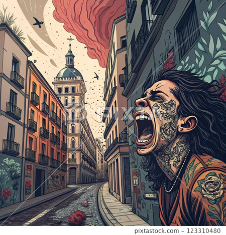 on one of the streets of the old city on one of the streets of the old city 123310480