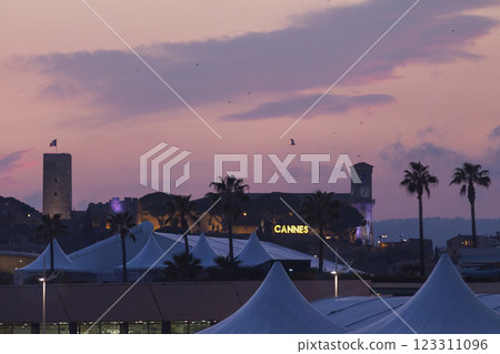 The Church of Our Lady of Esperance and the medieval castle of Cannes at sunset The Church of Our Lady of Esperance and the medieval castle of Cannes at sunset 123311096