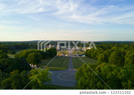 Aerial view of the carrefour des Lions and the castle of Chantilly Aerial view of the carrefour des Lions and the castle of Chantilly 123311102