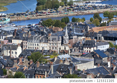 Aerial view of the Church of Saint-Etienne in Honfleur 123311105