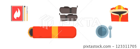 Outing and Trekking Equipment and Gear Vector Set Outing and Trekking Equipment and Gear Vector Set 123311705