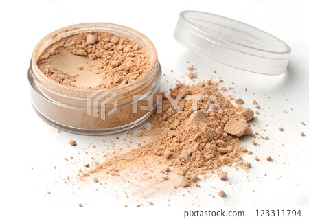 Natural face powder for flawless makeup, lightweight and smooth texture, translucent finish, beauty product 123311794