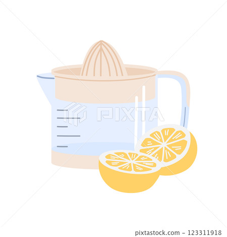 Lemons and a juicer. Making juice and lemonade. Lemons and a juicer. Making juice and lemonade. 123311918