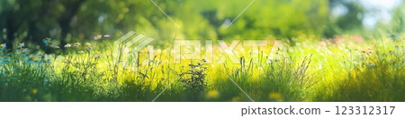 Wildflower meadow under blue sky on a sunny day Wildflower meadow under blue sky on a sunny day 123312317
